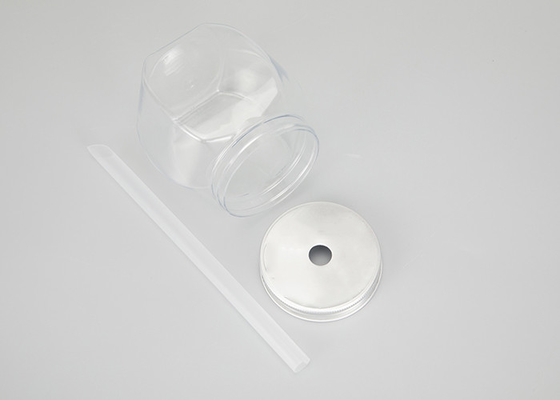 ภาชนะขวดพลาสติก PET เกรดอาหารพร้อมฝาอลูมิเนียม 65mm
