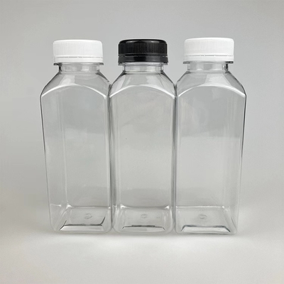 8oz 16oz ถังน้ําผลไม้พลาสติกใส สี่เหลี่ยม