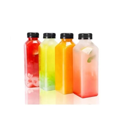 8oz 16oz ถังน้ําผลไม้พลาสติกใส สี่เหลี่ยม