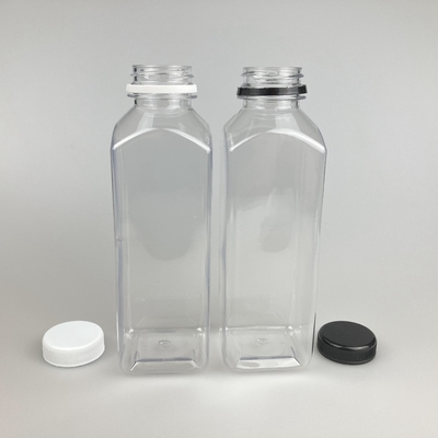 8oz 16oz ถังน้ําผลไม้พลาสติกใส สี่เหลี่ยม