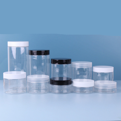 อาหารเกรดเปล่า เครื่องสําอางผัดร่างกาย หน้ากากอนามัย ถัง PET ใส 30ml 500ml กระปุกพลาสติกพร้อมฝา
