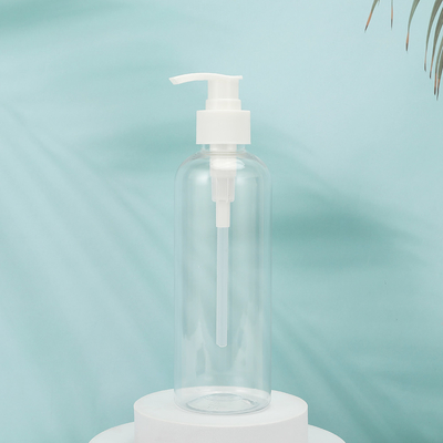 กลม PMMA กระป๋องโลชั่นพลาสติก รูปแบบที่สามารถปรับแต่งได้ ใบคอ PET UV Cap Electroplated 250ml-500ml