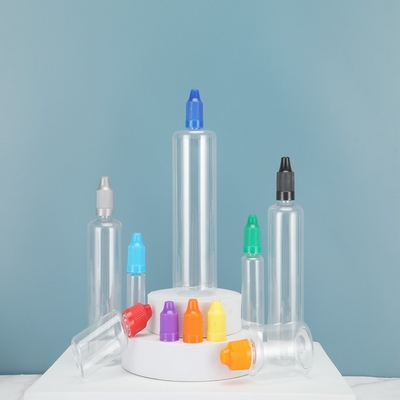 กระป๋องน้ําเหลว PET E สีหลากหลายแบบที่กําหนดเองที่มีคอกันเด็กสําหรับความจุต่างๆ