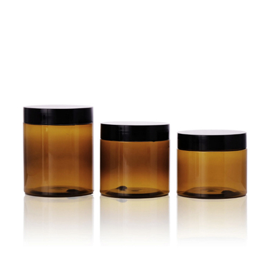 Wholesale 8oz 250ml 250g Food Jar Storage Container Round Shape PET plastic with Black LIDS