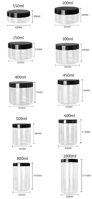 กระป๋อง PET สีอาหาร พลาสติกสีขาว 4oz 8oz 300ml 500ml รอบรูปร่างว่าง ครีมตา ครีมใบหน้า กระป๋อง 16oz