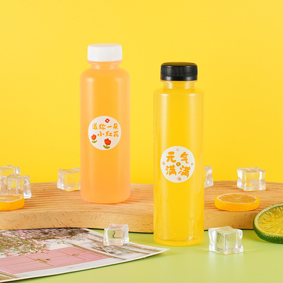 กล่องพลาสติกแบบใหม่ 250ml 350ml 500ml น้ําผลไม้ ขวดพีทีเอ็มที่มีฝาปิด ขวดพลาสติกใช้ครั้งเดียวสําหรับน้ําผลไม้ในคลัง