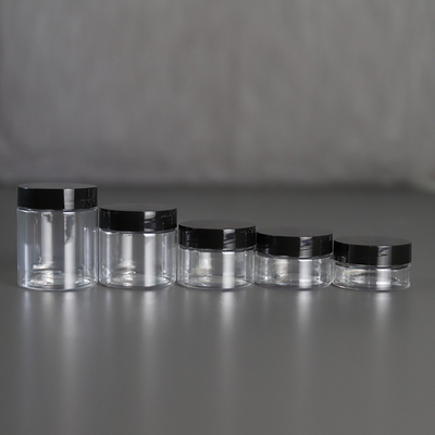 การพิมพ์ที่กําหนดเอง กระป๋องพลาสติกเครื่องสําอาง 10ml 15ml 30ml 60ml 80ml 100ml 120ml 150ml โปร่งใสสําหรับบรรจุเครื่องสําอาง