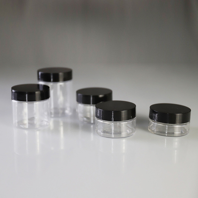 การพิมพ์ที่กําหนดเอง กระป๋องพลาสติกเครื่องสําอาง 10ml 15ml 30ml 60ml 80ml 100ml 120ml 150ml โปร่งใสสําหรับบรรจุเครื่องสําอาง