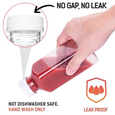 ขวดน้ำผลไม้ทรงเหลี่ยมปลอดสาร BPA พร้อมฝาเกลียวสำหรับน้ำผลไม้รสชาติต่างๆ และขวดน้ำผลไม้พลาสติกกันรั่ว เป็นมิตรต่อสิ่งแวดล้อม