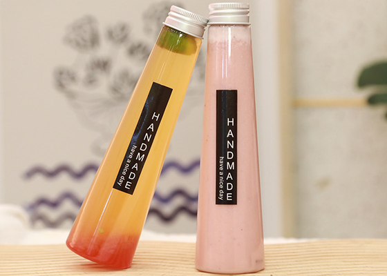 ขวดน้ำผลไม้พลาสติกทรงกรวยพร้อมฝาปิด 7oz 200ml