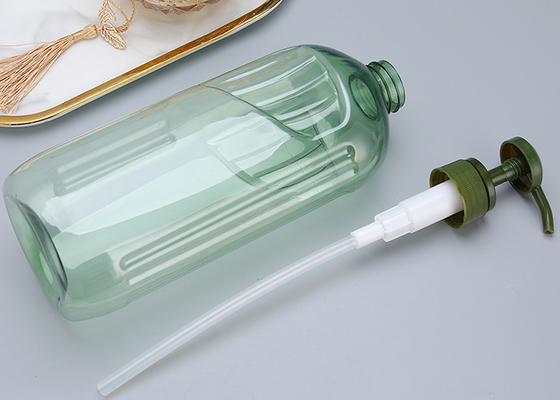สีเขียว 1000ml แชมพูขวดปั๊ม PET 92 * 220 มม. การพิมพ์สกรีน