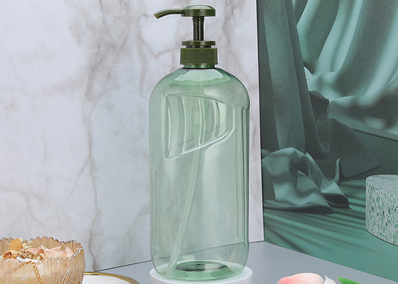 สีเขียว 1000ml แชมพูขวดปั๊ม PET 92 * 220 มม. การพิมพ์สกรีน
