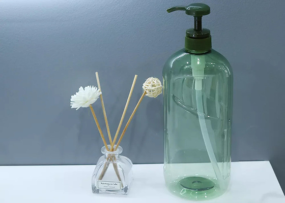 สีเขียว 1000ml แชมพูขวดปั๊ม PET 92 * 220 มม. การพิมพ์สกรีน