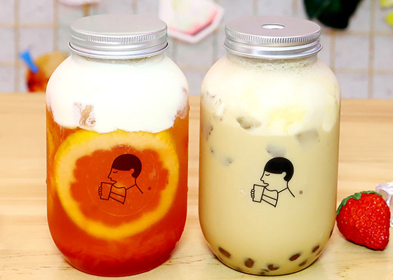 ขวดชานมฝาอลูมิเนียมขนาด 500 มล. 7.8 * 14 ซม. ขวดน้ำผลไม้สี่เหลี่ยม