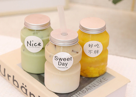ขวดนม PET 350ml ภาชนะบรรจุนมแบบใช้แล้วทิ้งพร้อมฝาอลูมิเนียม