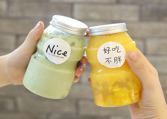 ขวดนม PET 350ml ภาชนะบรรจุนมแบบใช้แล้วทิ้งพร้อมฝาอลูมิเนียม