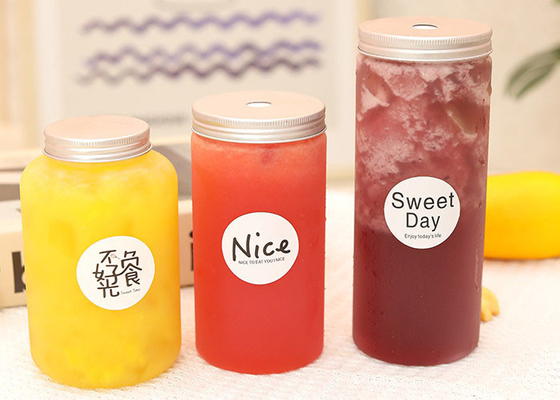 ขวดน้ำผลไม้พลาสติกแบบใช้ซ้ำได้สำหรับชานม 350ML 500ML