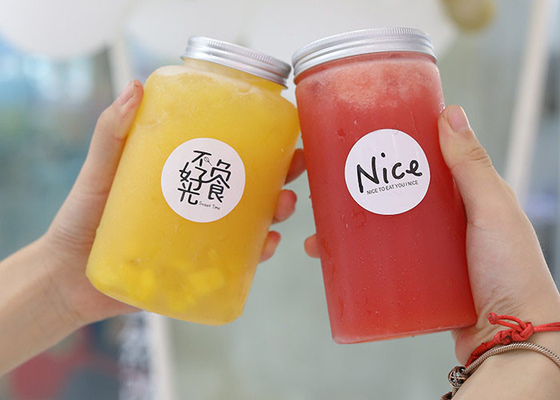 ขวดน้ำผลไม้พลาสติกแบบใช้ซ้ำได้สำหรับชานม 350ML 500ML