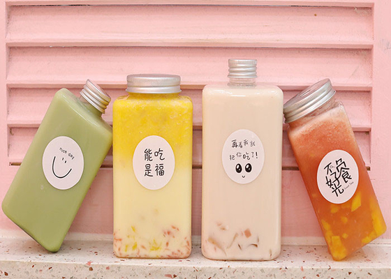 ขวดชานมน้ำผลไม้พลาสติก 8oz พร้อมฝาปิดป้องกันการงัดแงะ