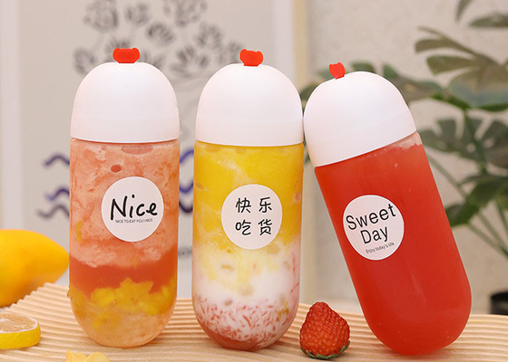 ขวดน้ำผลไม้พลาสติกแบบใช้แล้วทิ้งขนาด 68 มม. 500 มล. BPA Free