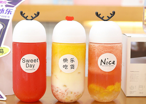 ขวดน้ำผลไม้พลาสติกแบบใช้แล้วทิ้งขนาด 68 มม. 500 มล. BPA Free