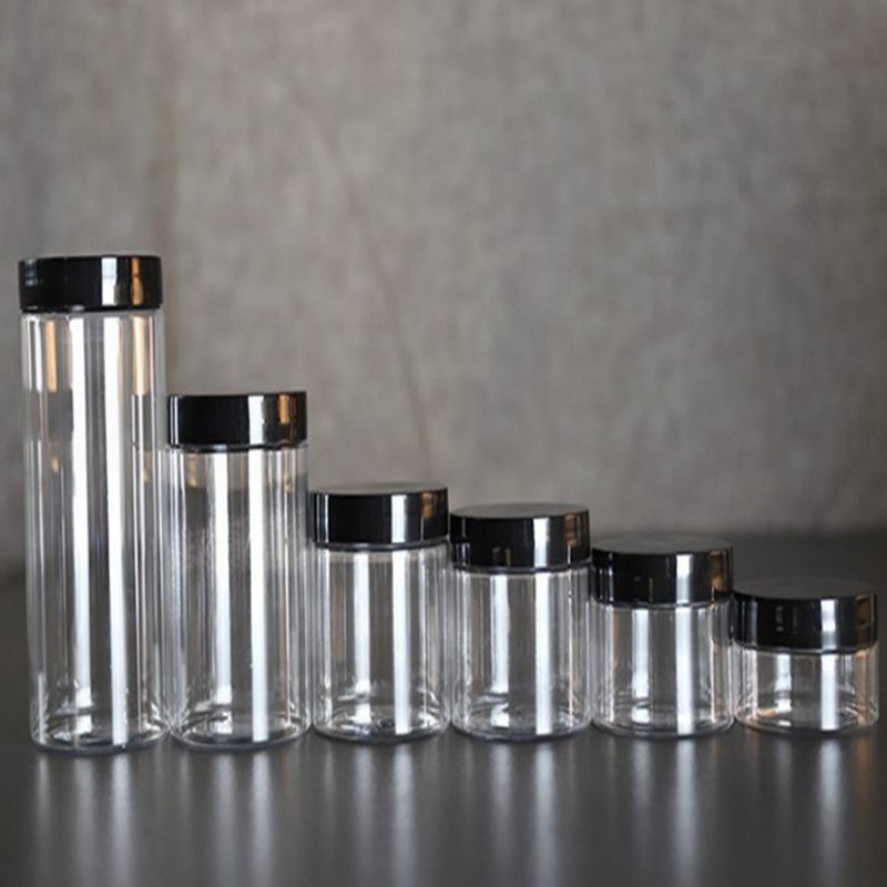30ml 50ml 100ml 120ml 150ml 200ml 250ml 300ml 500ml กระป๋องบรรจุพลาสติก PET หน้ากว้าง