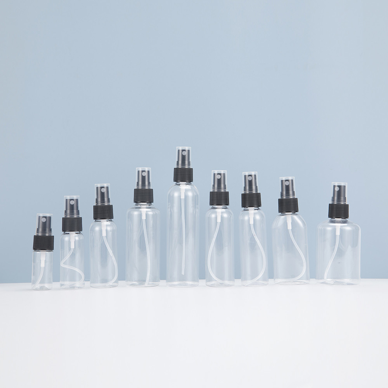 กระป๋องสเปรย์พลาสติก PET กระจายใสที่เป็นมิตรต่อสิ่งแวดล้อม สําหรับวันละ 10ml 15ml 30ml 50ml 60m 70ml 100ml 200ml 500ml